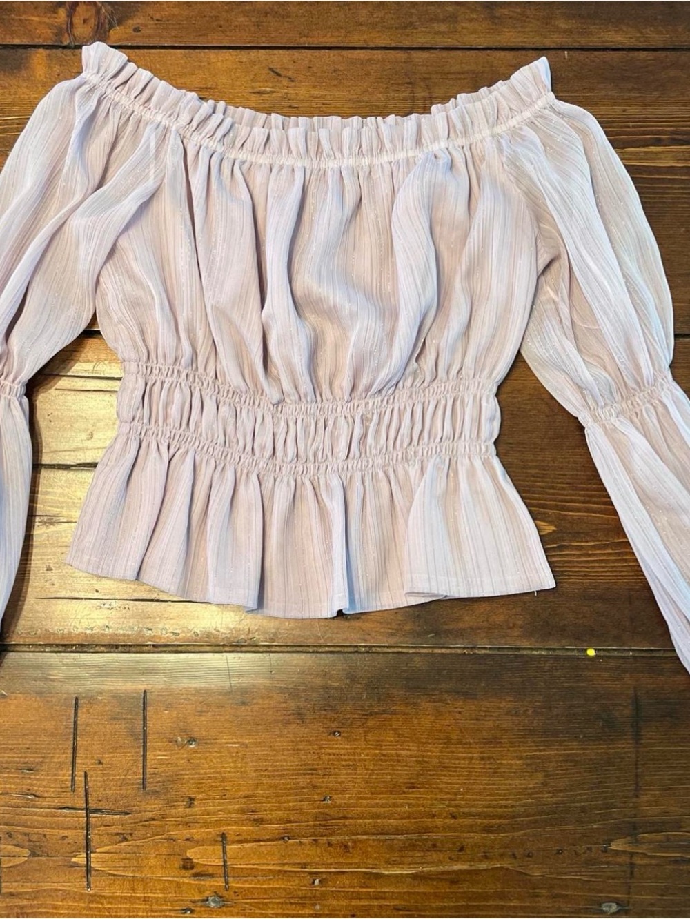 Leyden Off-Shoulder Smocked Peplum Top - Light Lavender